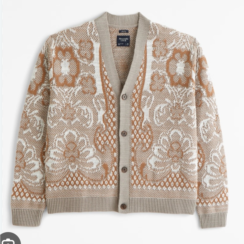 NWT Men’s Abercrombie Cropped Patterned Cardigan Size L